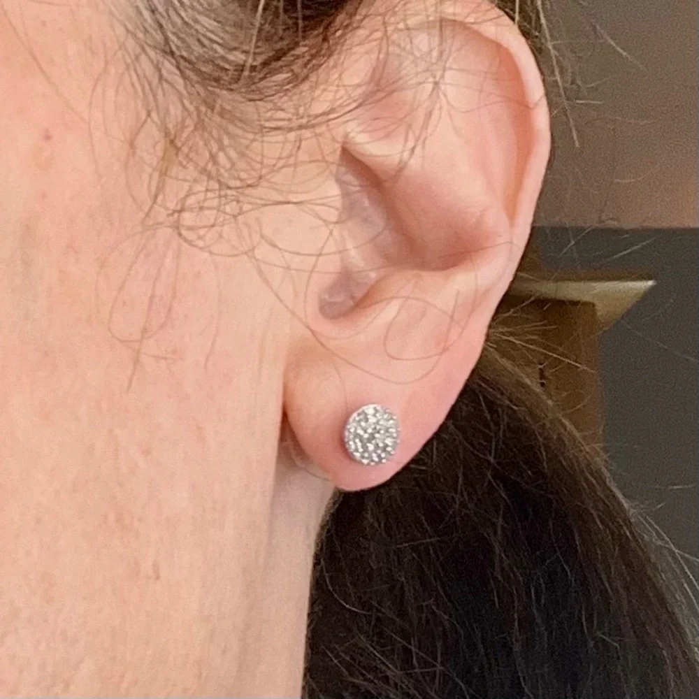 Adornia Diamond Pave Post Earrings set in 925 Silver. - Picture 7 of 7